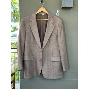 Wall Street Collection USA 44R Brown Wool Harris Tweed Sport Coat Blazer Jacket